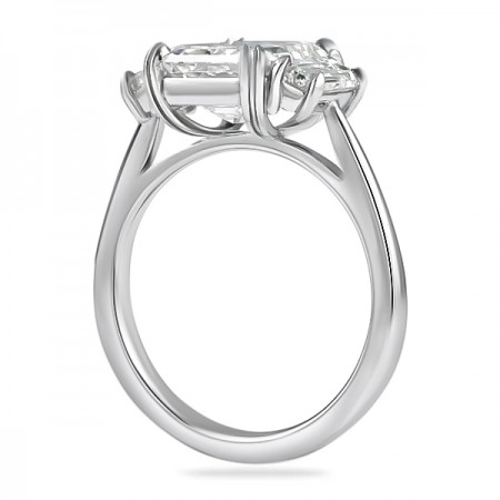 3.02ct Emerald Cut Diamond Three-Stone Engagement Ring flat