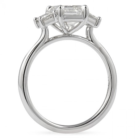 2 carat Emerald Cut Diamond Three-Stone Engagement Ring flat