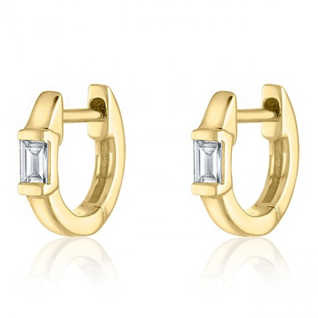 Emerald Cut Huggie Earrings