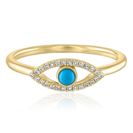 Turquoise Evil Eye Ring flat