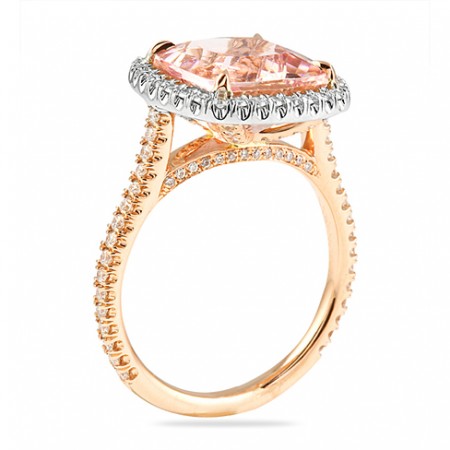 LARGE CUSHION CUT MORGANITE HALO RING