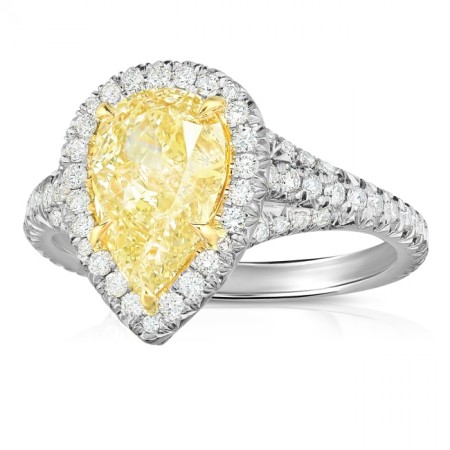 PEAR SHAPE YELLOW DIAMOND HALO ENGAGEMENT RING