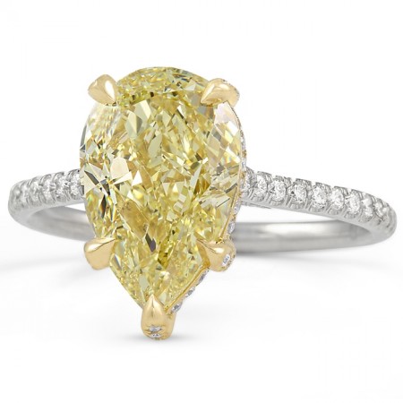 3 carat pear shape yellow diamond engagement ring