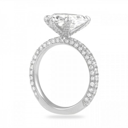 heart shape diamond three row band ring