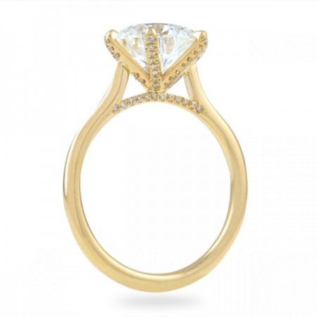 3 carat Round Diamond Yellow Gold Solitaire Six-Prong Ring flat