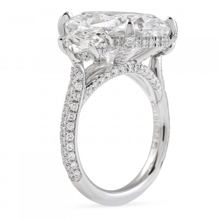 7 carat Cushion Cut Lab Diamond Three-Stone Ring flat