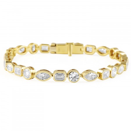 10.42 carat Multi Shape Bezel Tennis Bracelet closed