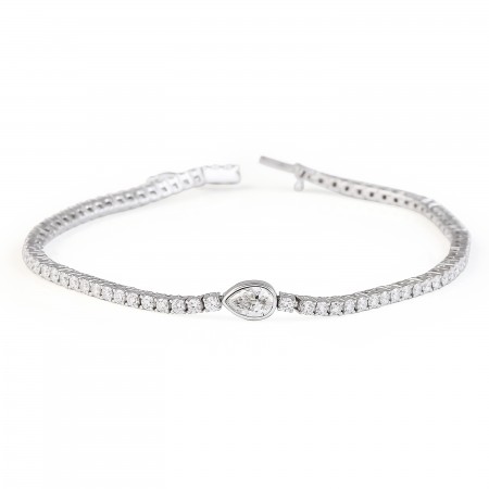 2.04 carat Diamond and Pear Bezel Diamond Tennis Bracelet round