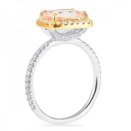 Morganite and Diamond East-West Halo Ring flat