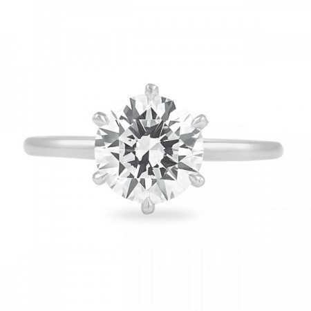 2.01ct Round Diamond Super Slim Band Engagement Ring pave prong