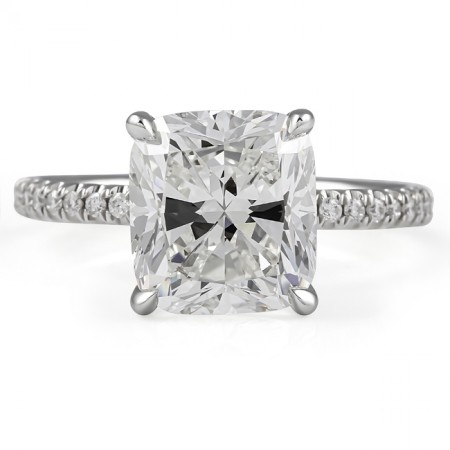 3.11 carat Cushion Cut Diamond Engagement Ring flat