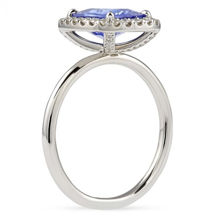 2.29 carat Cushion Cut Sapphire Halo Engagement Ring flat