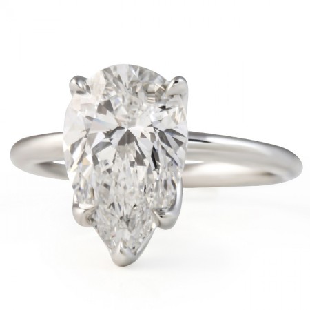 3.41 carat Pear Shape Lotus Prong Solitaire Ring flat