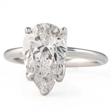 3.22 carat Pear Shape Lab Diamond Lotus Prong Ring details