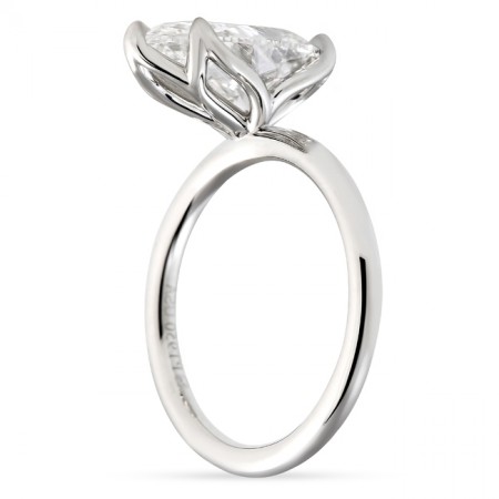 3.22 carat Pear Shape Lab Diamond Lotus Prong Ring details