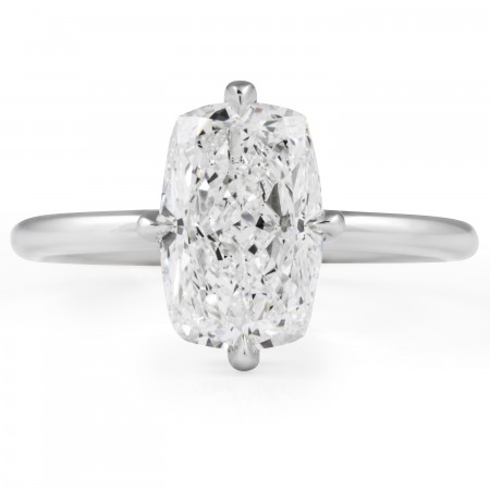 2.53 carat Cushion Cut Diamond Compass Prong Ring flat