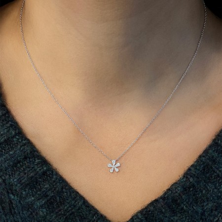 Petite Diamond Flower Pendant