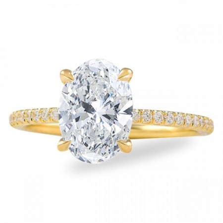 2.02 ct Cushion Cut Diamond Pave Engagement Ring on ladies hand