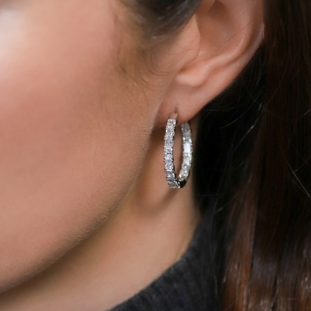 3.50 Carat Radiant Lab Diamond In-Out Hoop Earrings wg