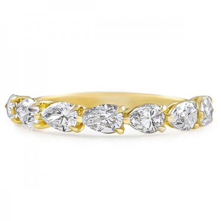 pear shape east west wedding band yellow gold side view