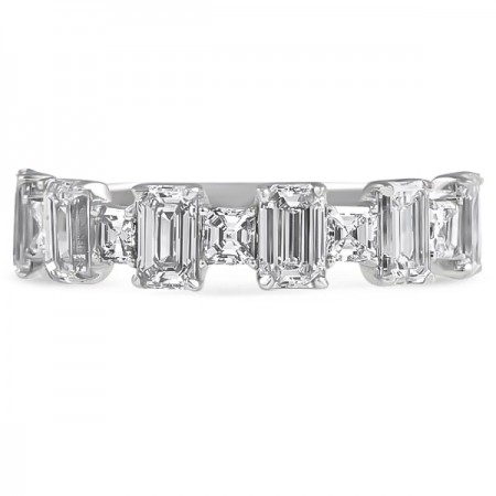 Asscher & Emerald Cut Diamond Halfway Wedding Band