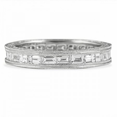 1.75 carat Round and Baguette Diamind Multi-Row Eternity Band flat