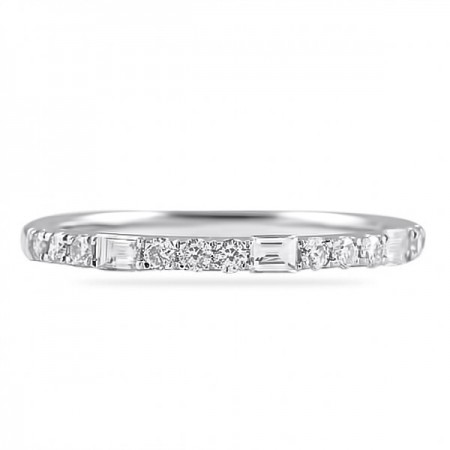 .45 carat Baguette and Round Diamond Wedding Band flat