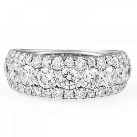 4.65 carat Round Diamond Multi-Row Pave Halfway Band flat