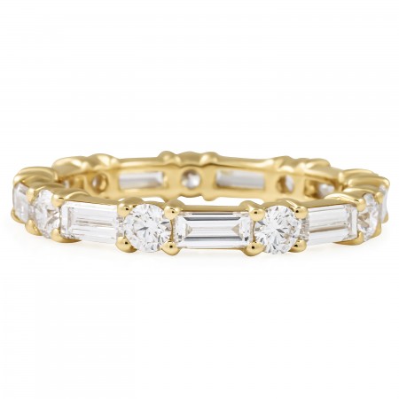 Alternating Round and East-West Baguette Lab Diamond Eternity Band wg