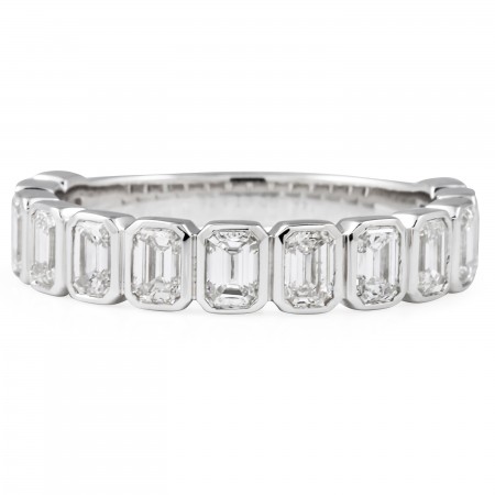 1.26 carat Emerald Cut Lab Diamond Bezel Three-Quarter Band flat