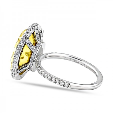 7.10ct Yellow Diamond Double Edge Halo Ring face