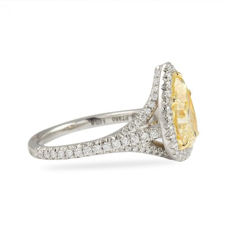 PEAR SHAPE YELLOW DIAMOND HALO ENGAGEMENT RING