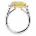 3.5 carat Yellow Asscher Cut Diamond Three-Stone Ring profile