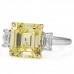 3.5 carat Yellow Asscher Cut Diamond Three-Stone Ring flat