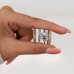 3.03 Antique Cushion Lab Diamond Three-Stone Ring lifestyle pairing