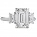 3.06 carat Emerald Cut Lab Diamond Three-Stone Ring flat