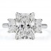 3.59 carat Radiant Cut Lab Diamond Three-Stone Lotus Ring flat