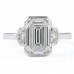 3.02 carat Emerald Cut Lab Diamond Bezel Set Three-Stone Ring flat