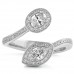 Toi et Moi Oval and Marquise Diamond Halo Ring front view