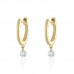 Floating Diamond Huggies yellow gold earrings