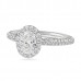 0.62 Carat Oval Diamond Halo Two-Row Band Engagement Ring flat