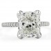 4 carat Cushion Cut Diamond Lotus Prong Engagement Ring flat