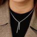 6.52 carat Graduating Size Diamond Tassel Tennis Necklace worn