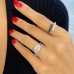 1.52 carat Radiant Cut Diamond Three-Stone Ring with Pave Band lifestyle