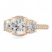 Cushion Moissanite Three-Stone Hidden Halo Rose Ring top