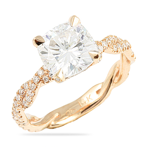  MOISSANITE  CUSHION ROSE  GOLD  ENGAGEMENT  RING 