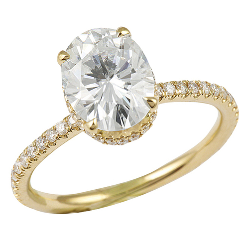 MOISSANITE OVAL  YELLOW GOLD  ENGAGEMENT  RING 