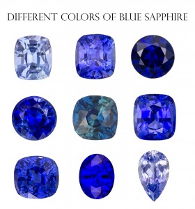 Various shades of blue sapphire color