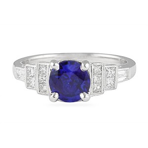 Vintage style sapphire engagement ring