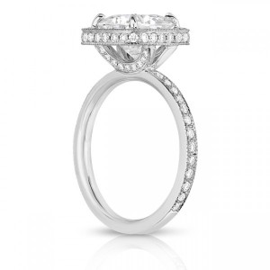 Bright Cut Pave Halo Engagement Ring